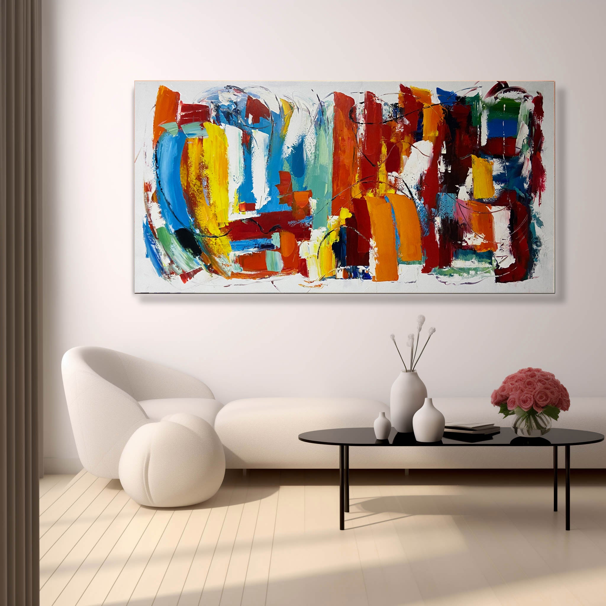 Large Colorful Living Room Wall Painting Colorful Abstract Canvas Art Abstract Colorful Wall Decor Art