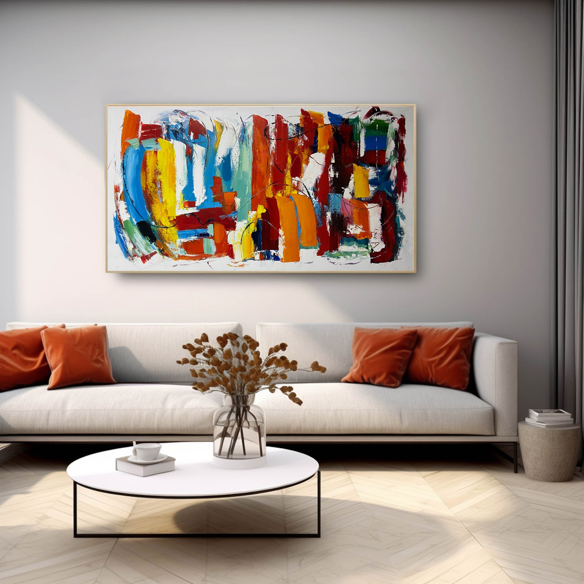 Large Colorful Living Room Wall Painting Colorful Abstract Canvas Art Abstract Colorful Wall Decor Art