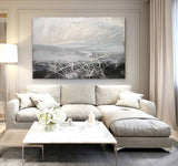 Large Grey and White Minimalist Canvas Art for Sale Grey and White Minimalist Oil Paintings