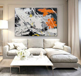 Large White and Orange Abstract Art for Sale White and Orange Expressionist Canvas Wall Art Decor