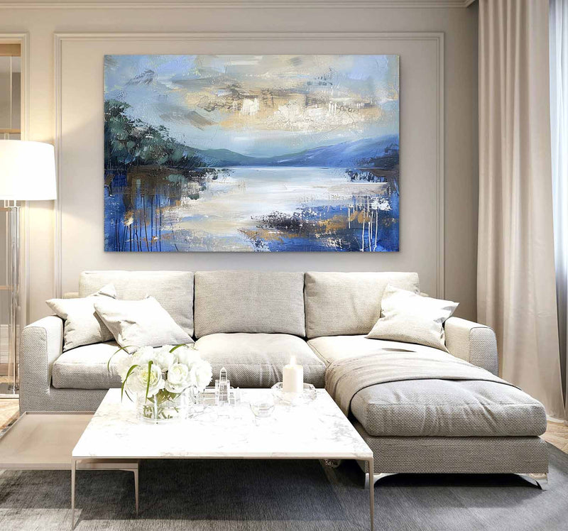 Large Blue Landscape Abstract Art for Sale Blue Landscape Abstract Canvas Wall Painting