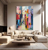 Large Modern City Abstract Oil Painting Modern City Abstract Texture Canvas Art for Sale