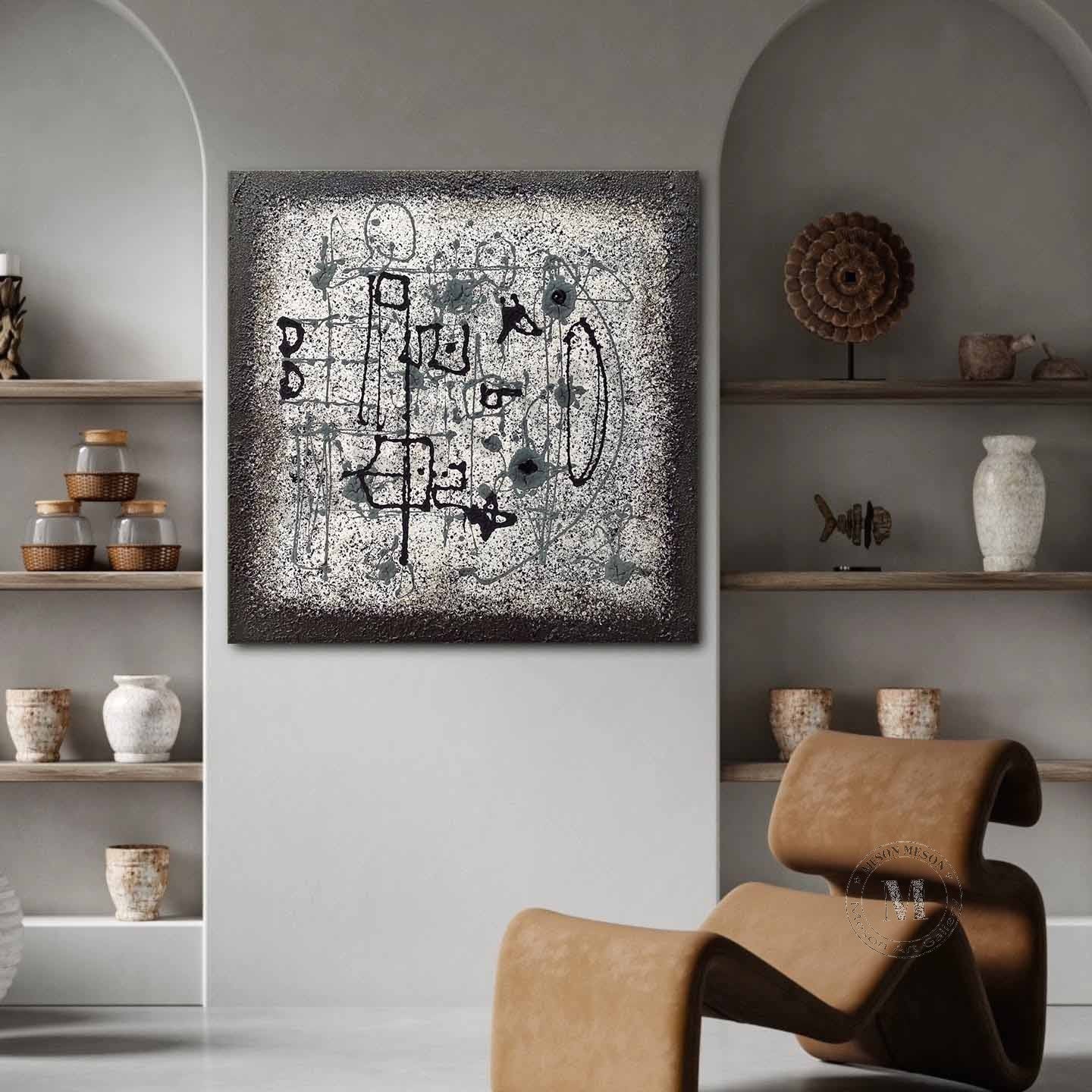 Black and White Textured Paintings for Sale Wabi Sabi Abstract Art Black and White Minimalist Abstract Art