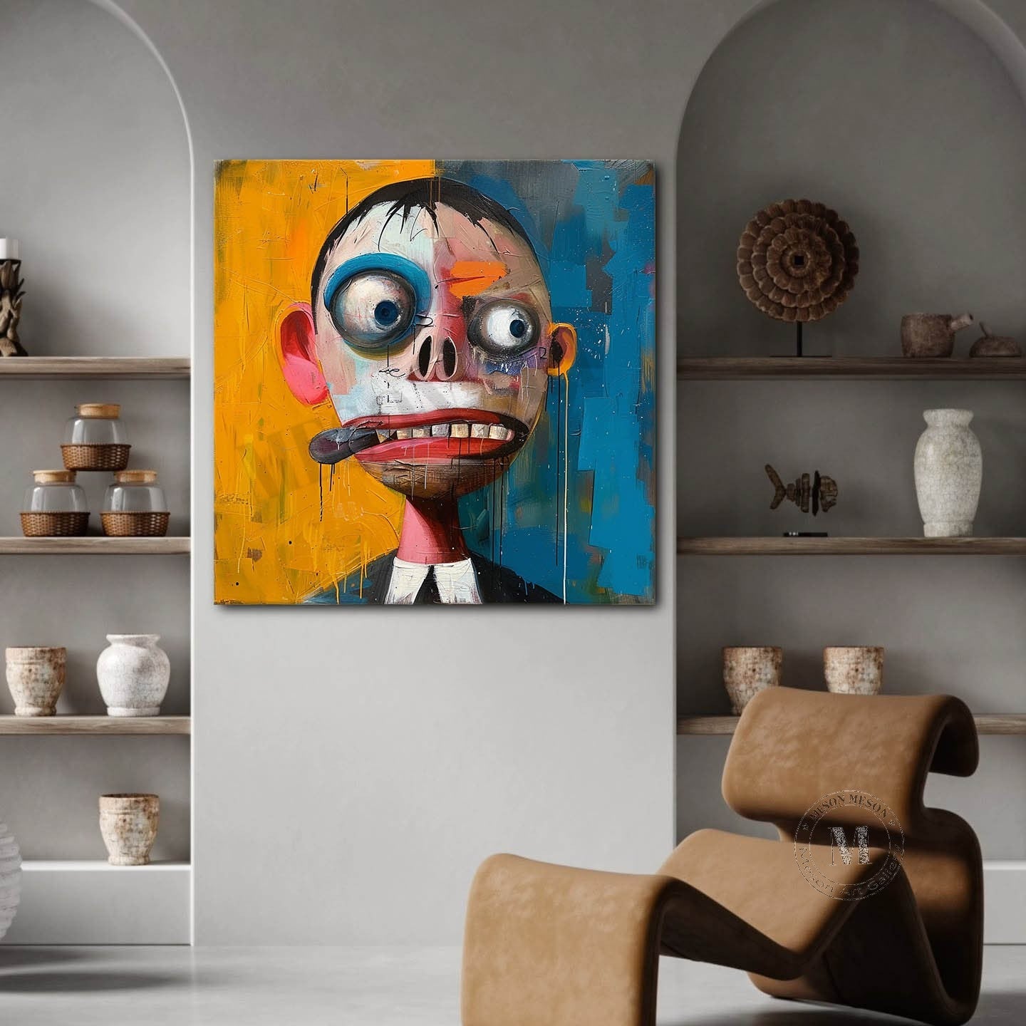 Modern Portrait Abstract Canvas Art Cool Pop Portrait Painting Male Portrait Art For Sale