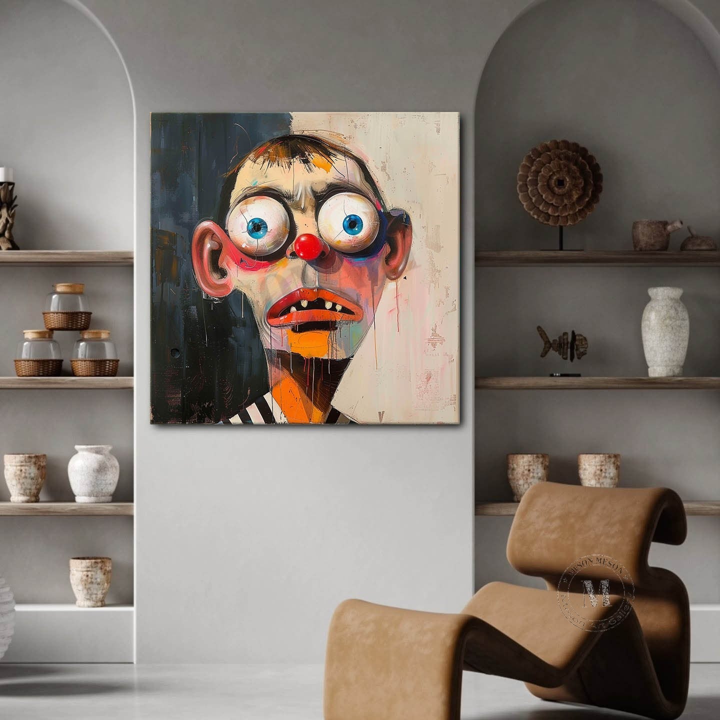 Modern Cool Portrait Abstract Canvas Art Male Pop Portrait Painting Male Portrait Art for Sale