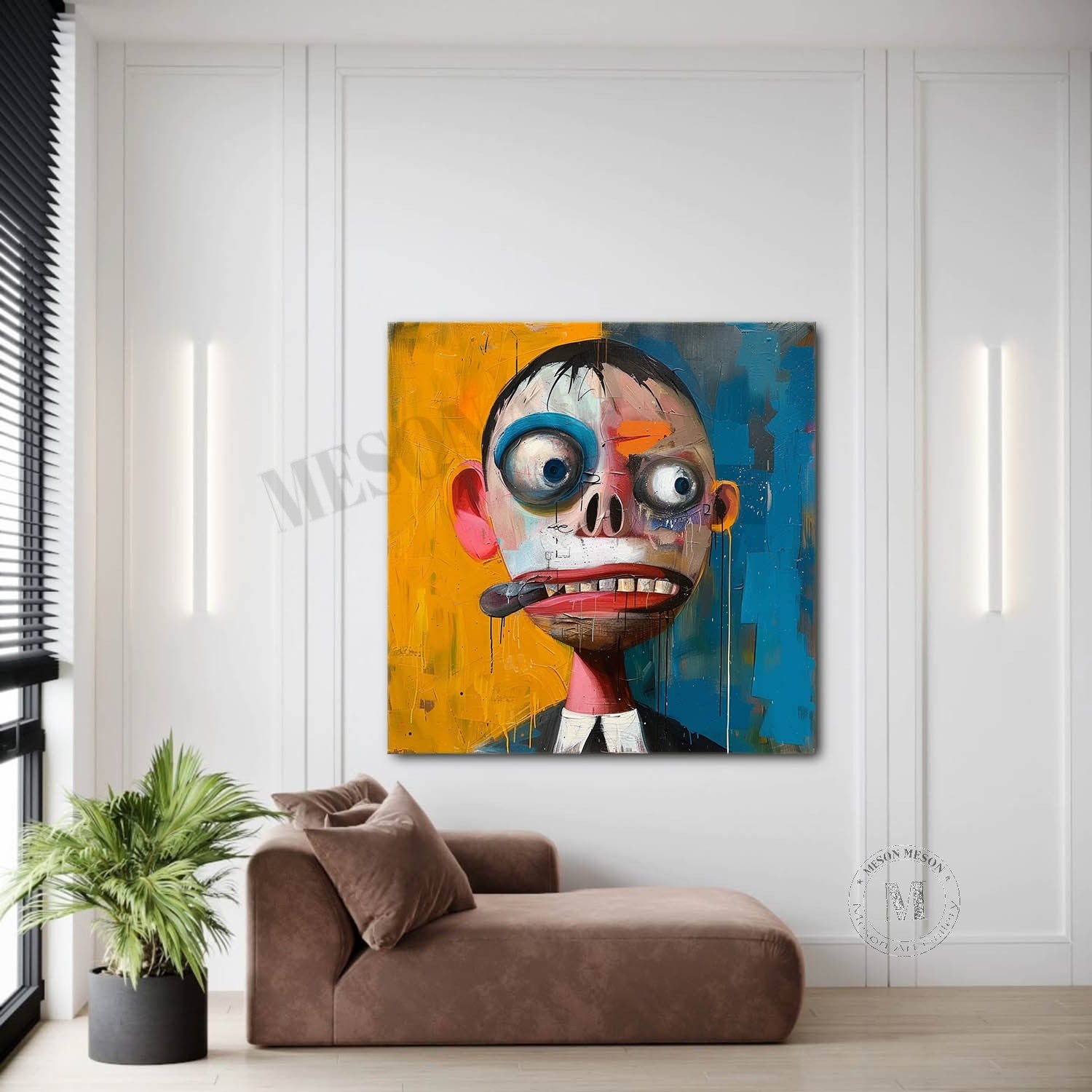 Modern Portrait Abstract Canvas Art Cool Pop Portrait Painting Male Portrait Art For Sale