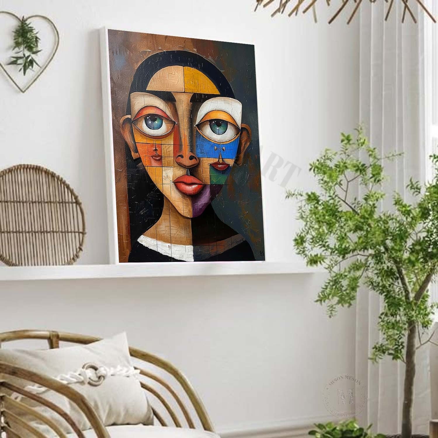 Modern Lady Portrait Abstract Canvas Art Female Portrait Painting Female Pop Abstract Art for Sale