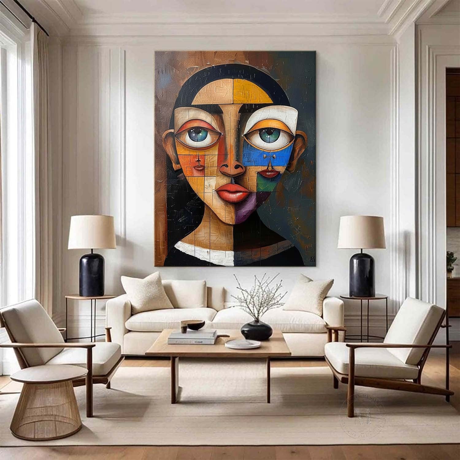 Modern Lady Portrait Abstract Canvas Art Female Portrait Painting Female Pop Abstract Art for Sale