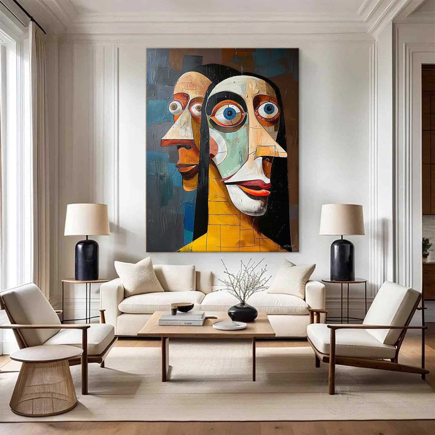 Modern Women Pop Abstract Art for Sale 2 Women Portraits Abstract Canvas Art Girls Portrait Painting