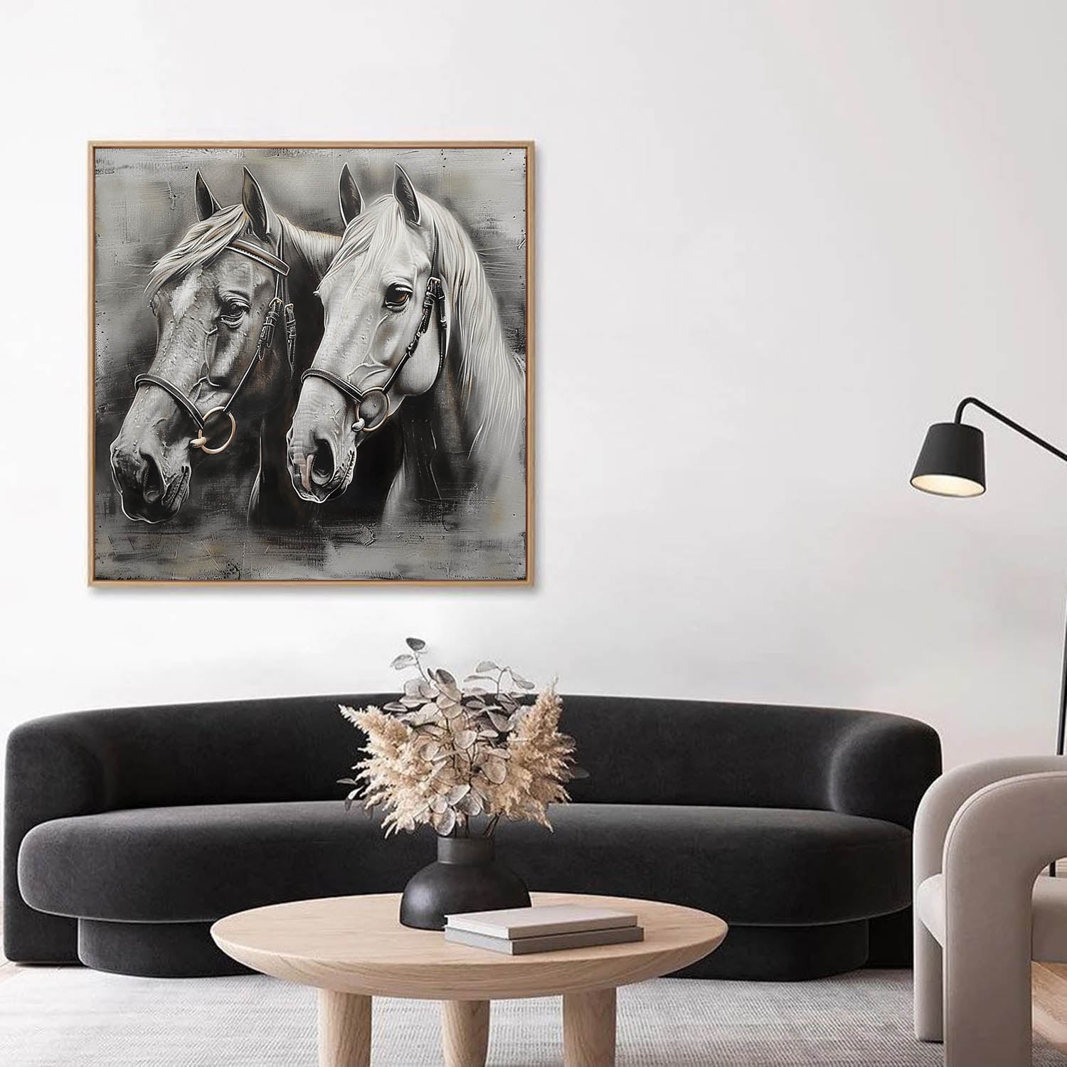 2 Horse Portrait Oil Painting Horse Portrait Canvas Wall Art Decor Horse Wall Mural