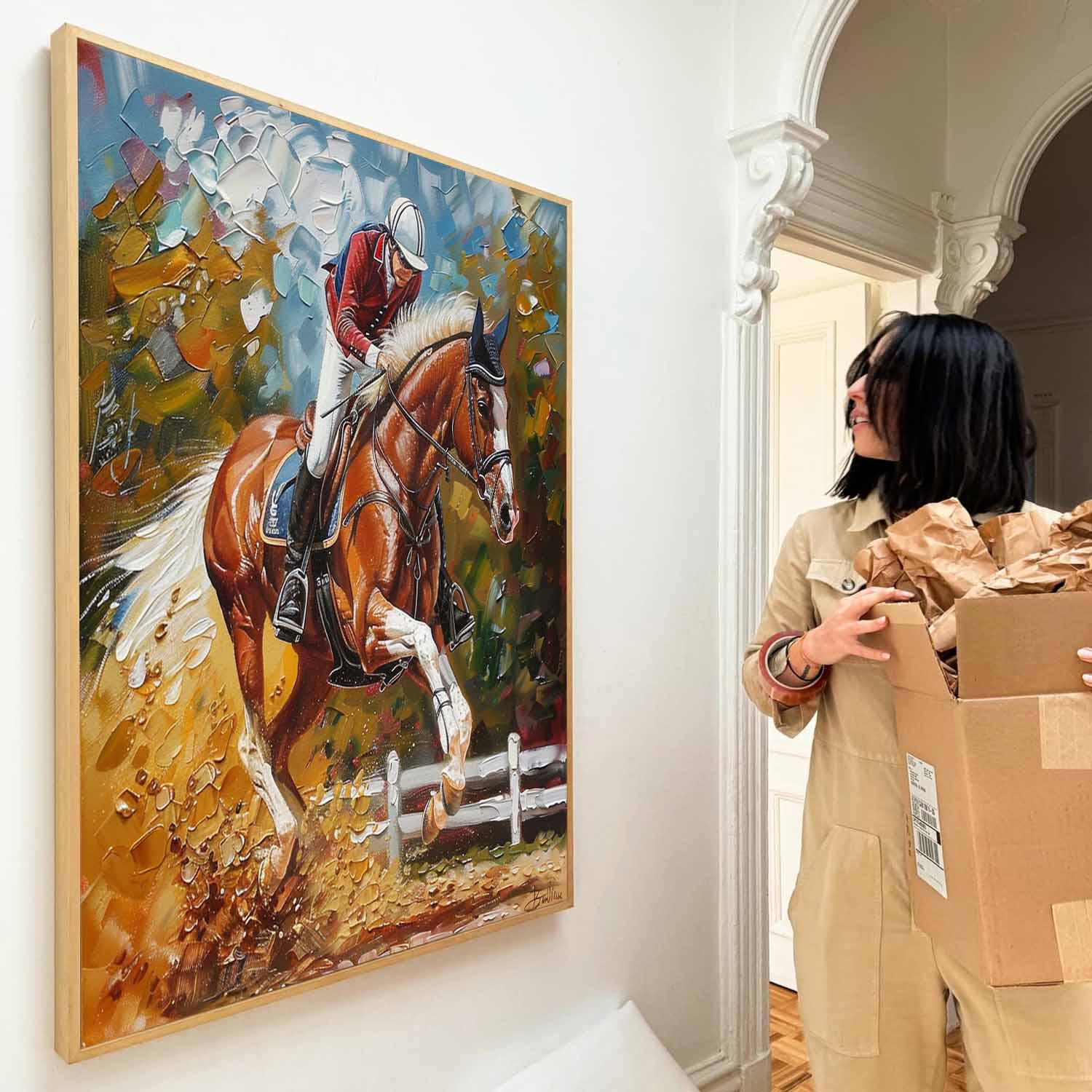 Horse Racing Canvas Wall Art Decor Equestrian Oil Painting Equestrian Wall Paintings For Sale