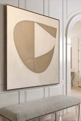 Large 3D Beige Minimalistic Wall Painting Beige Textured Abstract Art Beige Art on Canvas for Sale