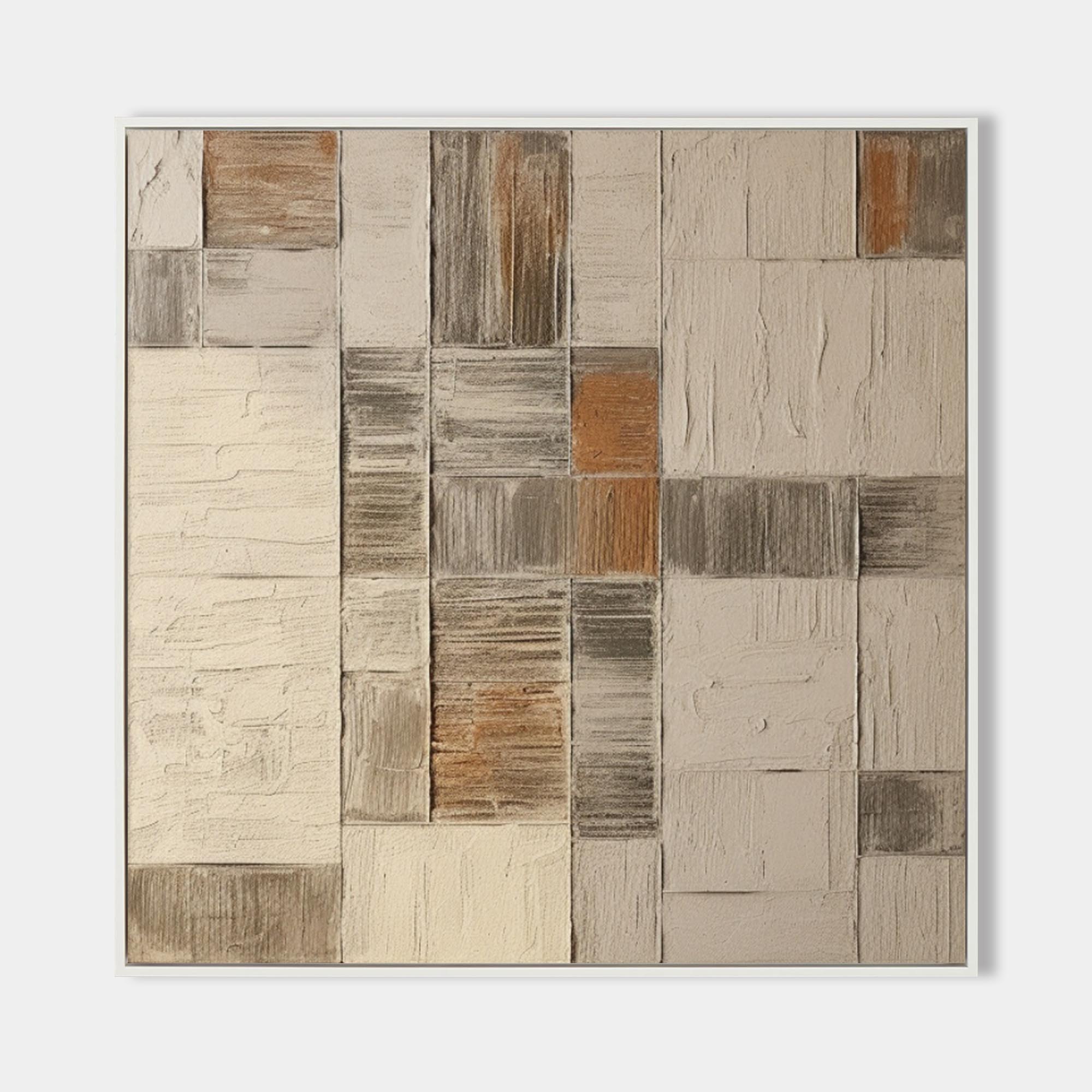 Beige and Brown Modern Minimalist Wall Art Wabi Sabi Art Decor Textured Abstract Canvas Painting