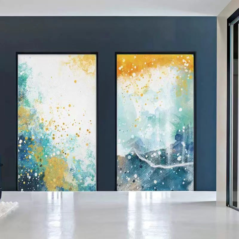 Colorful abstract art set of 2 for sale Colorful abstract wall art Colorful canvas oil painting