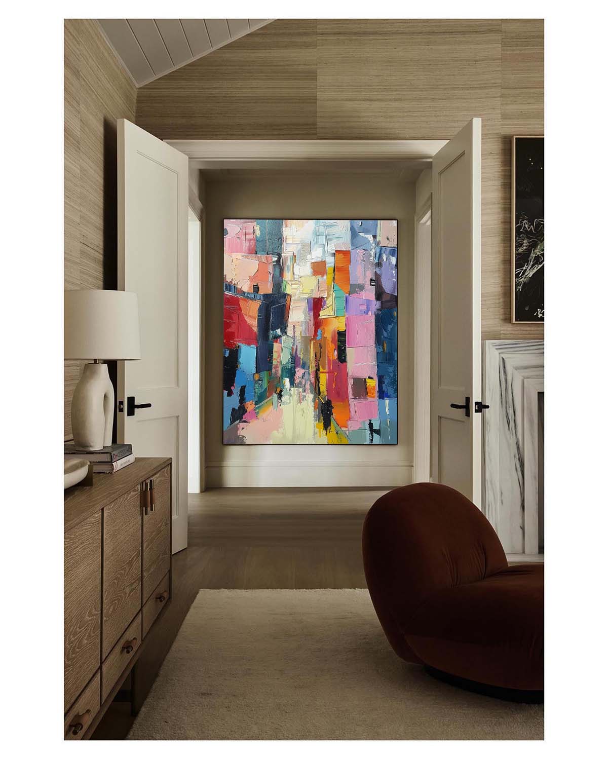 Large Modern City Abstract Oil Painting Modern City Abstract Texture Canvas Art for Sale