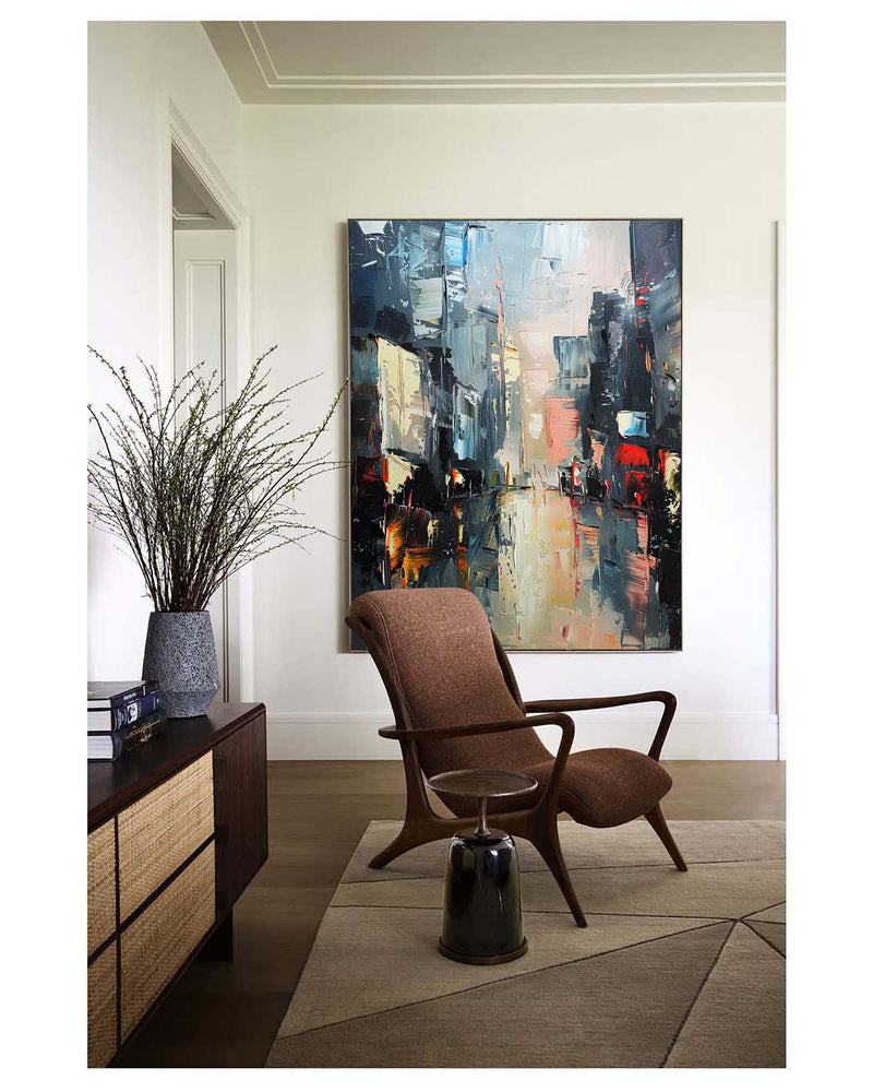 Large Contemporary City Abstract Oil Painting City Abstract Texture Canvas Art for Sale