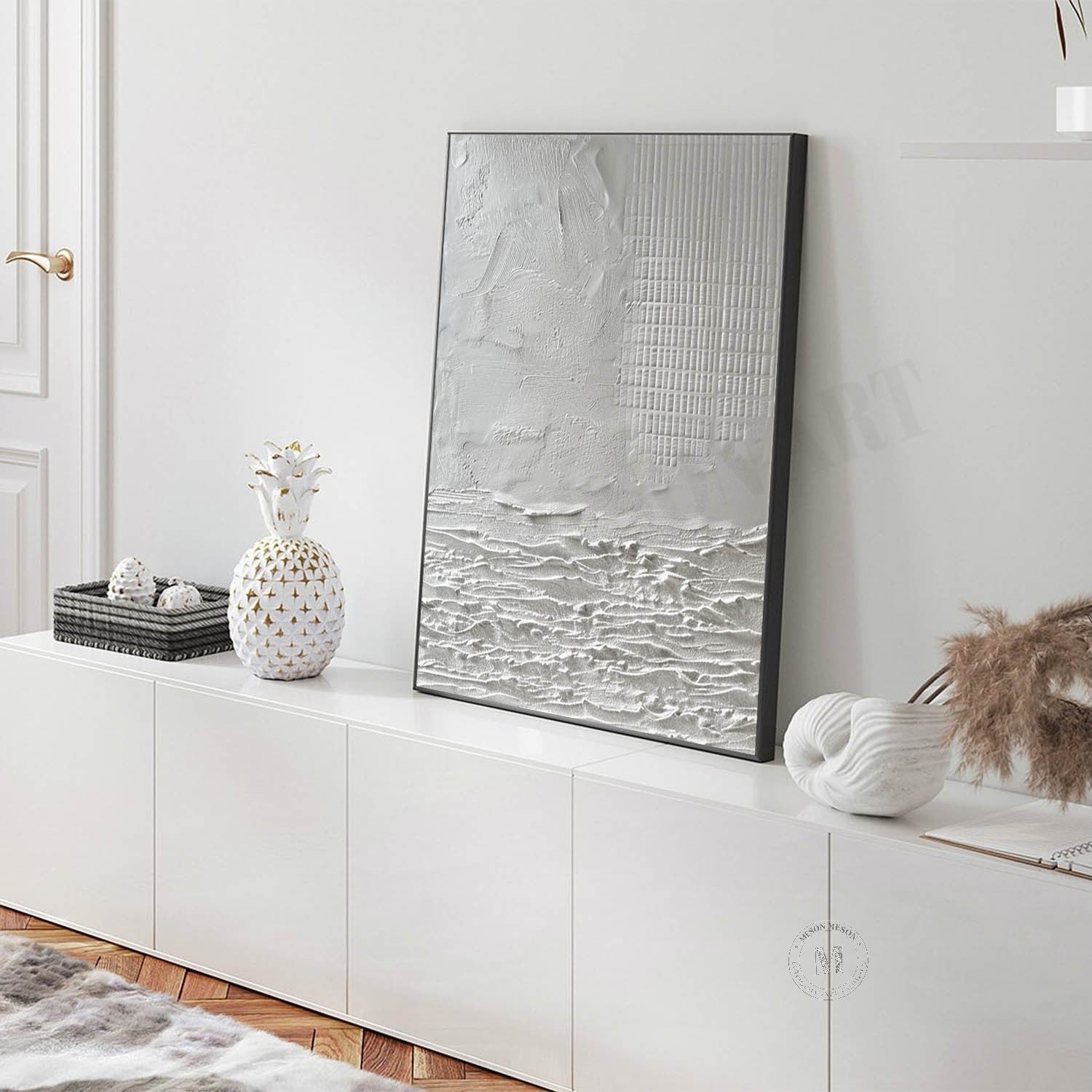 3D White Plaster Abstract Art Canvas for Sale White Plaster Texture Wall Painting