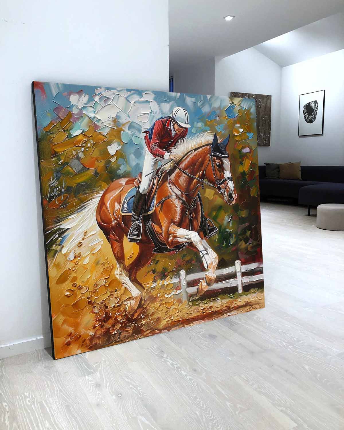 Horse Racing Canvas Wall Art Decor Equestrian Oil Painting Equestrian Wall Paintings For Sale