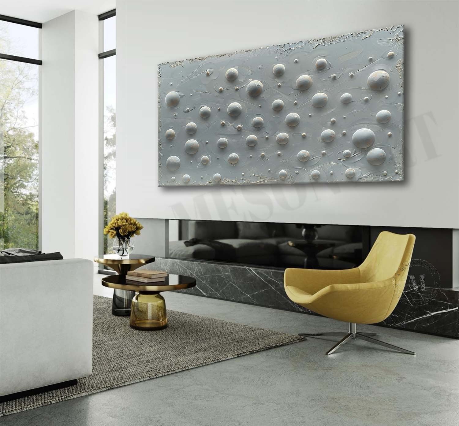 Large 3D White Circle Wall Art for Sale Circle Plaster Wall Art Grey Moon Abstract Texture Acrylic Canvas Painting