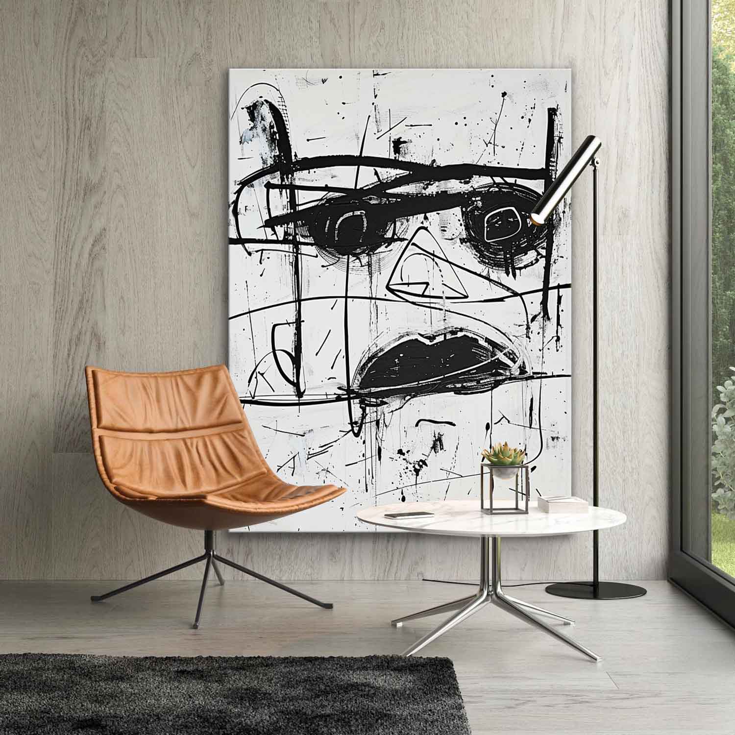 Black and White Minimalist Abstract Canvas Art for Sale Basquiat Graffiti Abstract Wall Hanging Painting