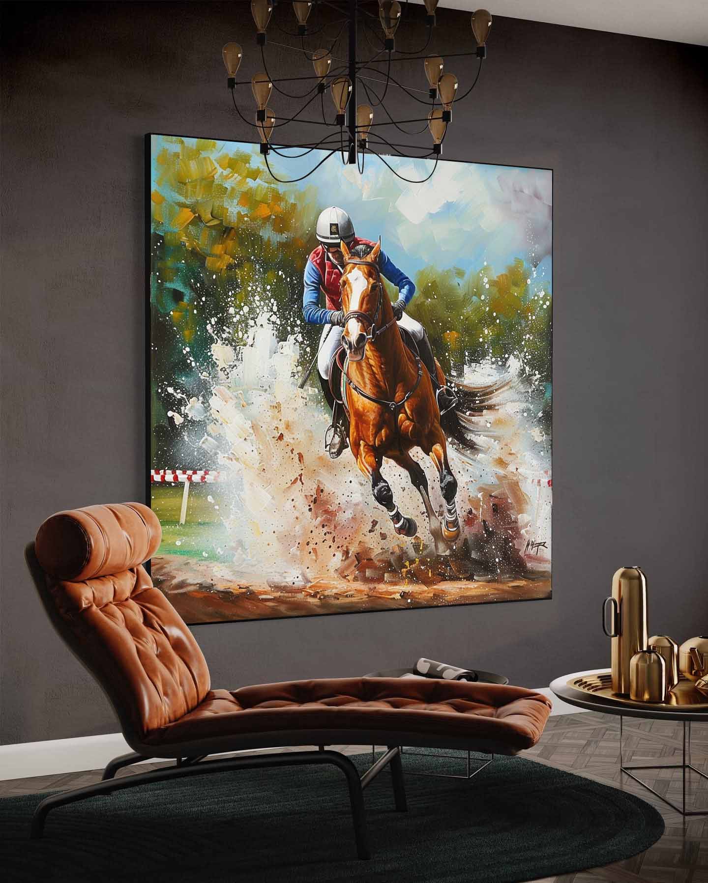 Horse Racing Oil Painting Horse Racing Canvas Wall Art Decor Equestrian Wall Paintings For Sale