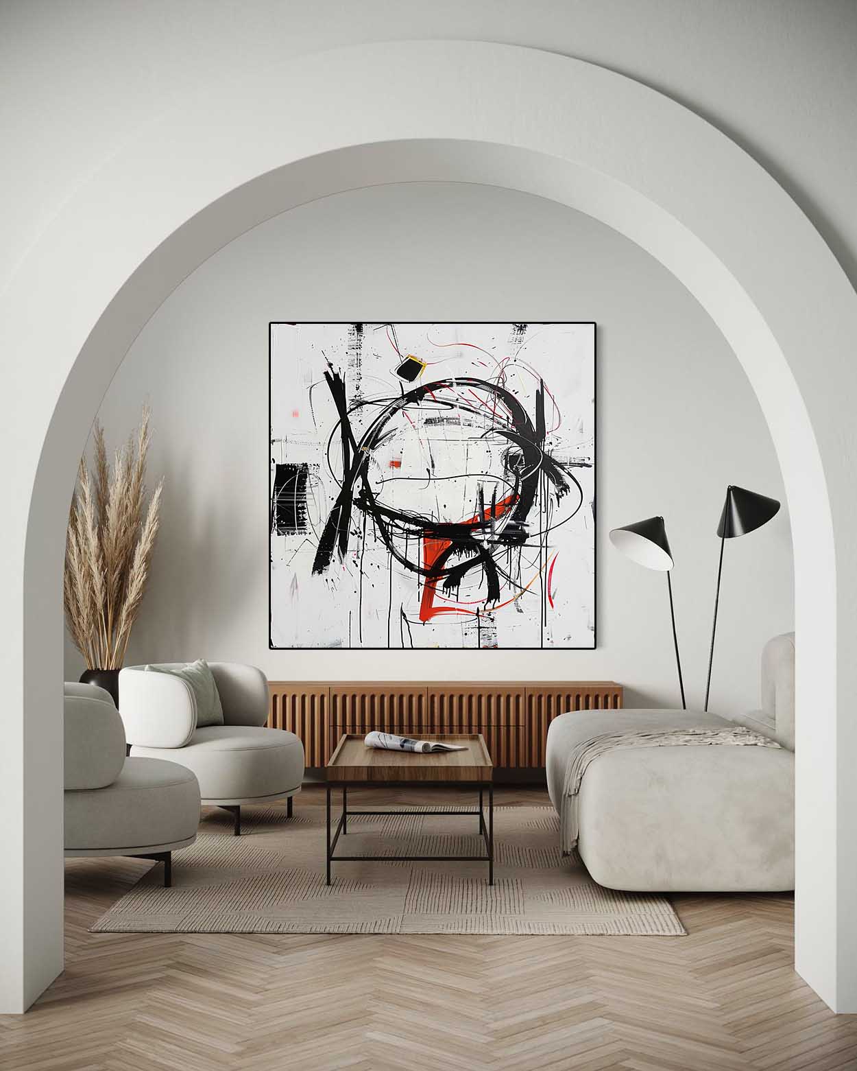 Black Line Abstract Art Graffiti Canvas for Sale Modern Street Graffiti Abstract Wall Art