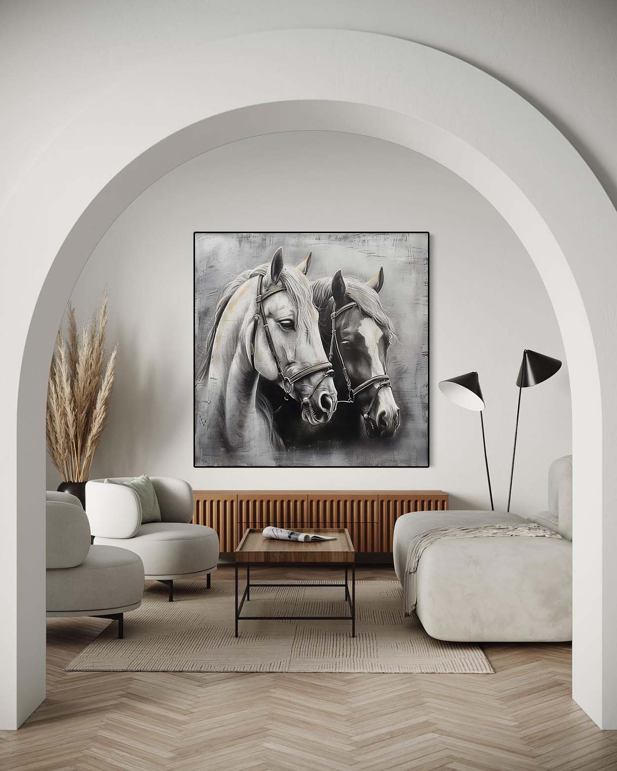 Gray Horse Portrait Canvas Wall Art Decor 2 Horse Portrait Oil Painting Horse Wall Hanging Painting for Sale