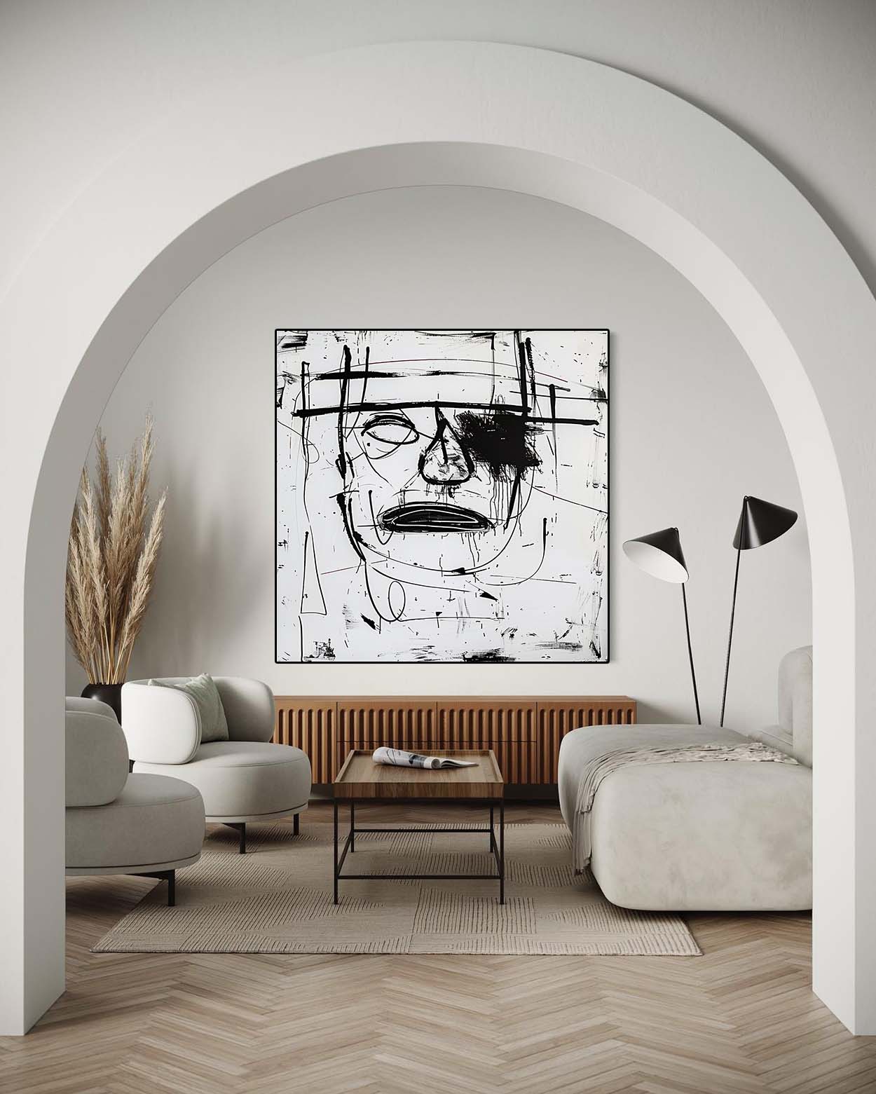 Modern Abstract Expressionist Art Canvas for Sale Black Contemporary Minimalist Abstract Wall Art