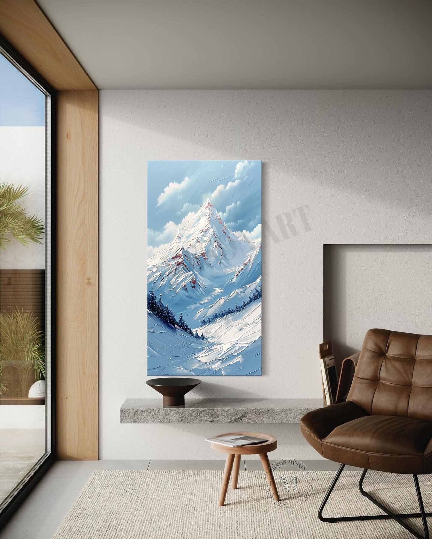 Blue Snow Mountain Landscape Art for Sale Blue and Snow Mountain Canvas Wall Art Decor