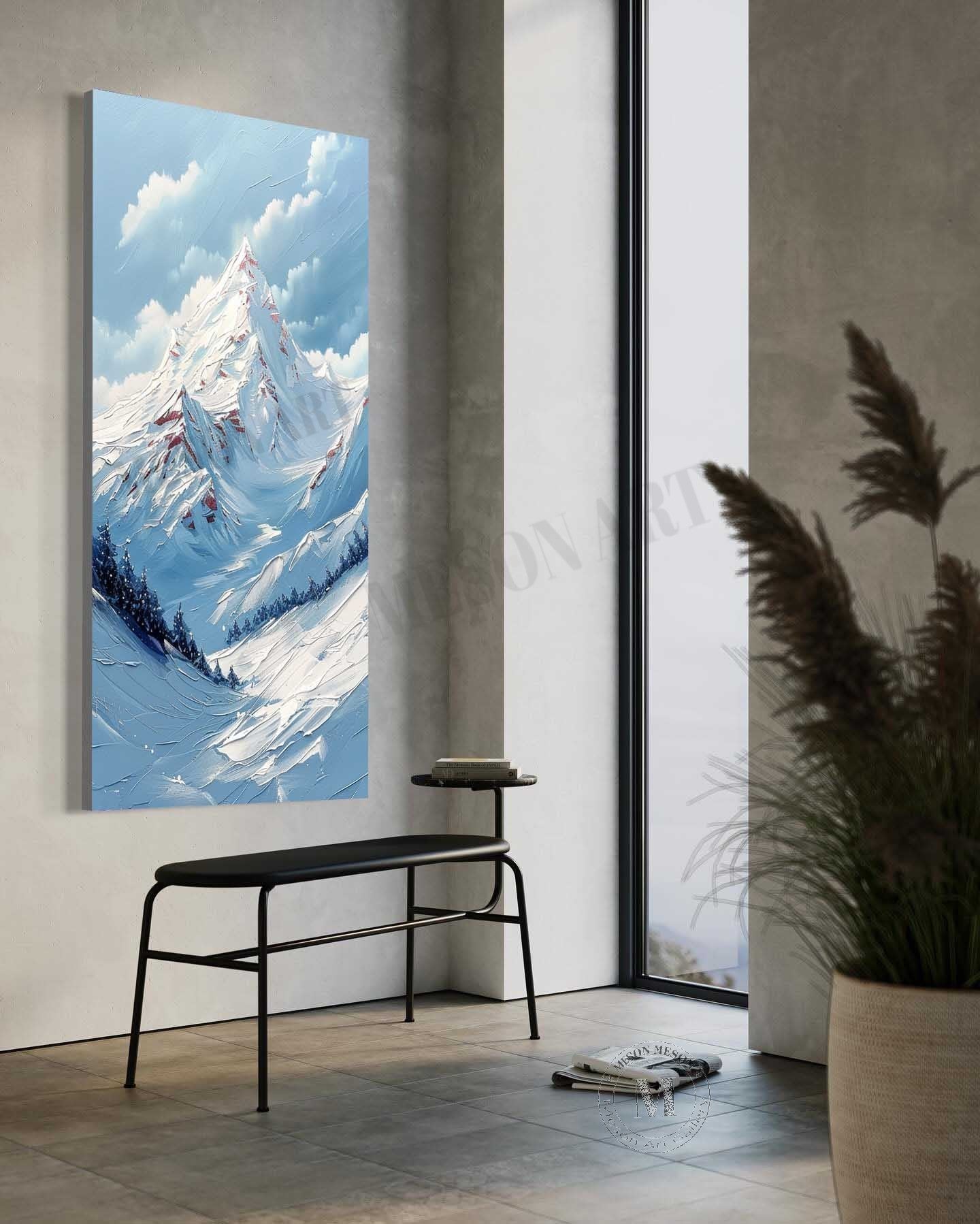 Blue Snow Mountain Landscape Art for Sale Blue and Snow Mountain Canvas Wall Art Decor