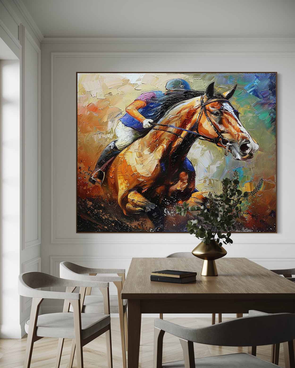 Horse Riding Canvas Wall Painting Decoration Horse Riding Canvas Art Horse Riding Wall Painting