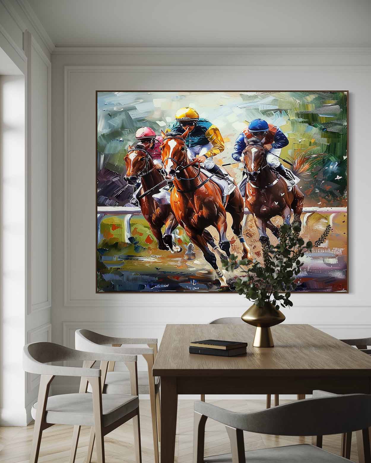 Horse Racing Canvas Wall Painting Decor Horse Racing Canvas Art For Sale Horse Racing Wall Art