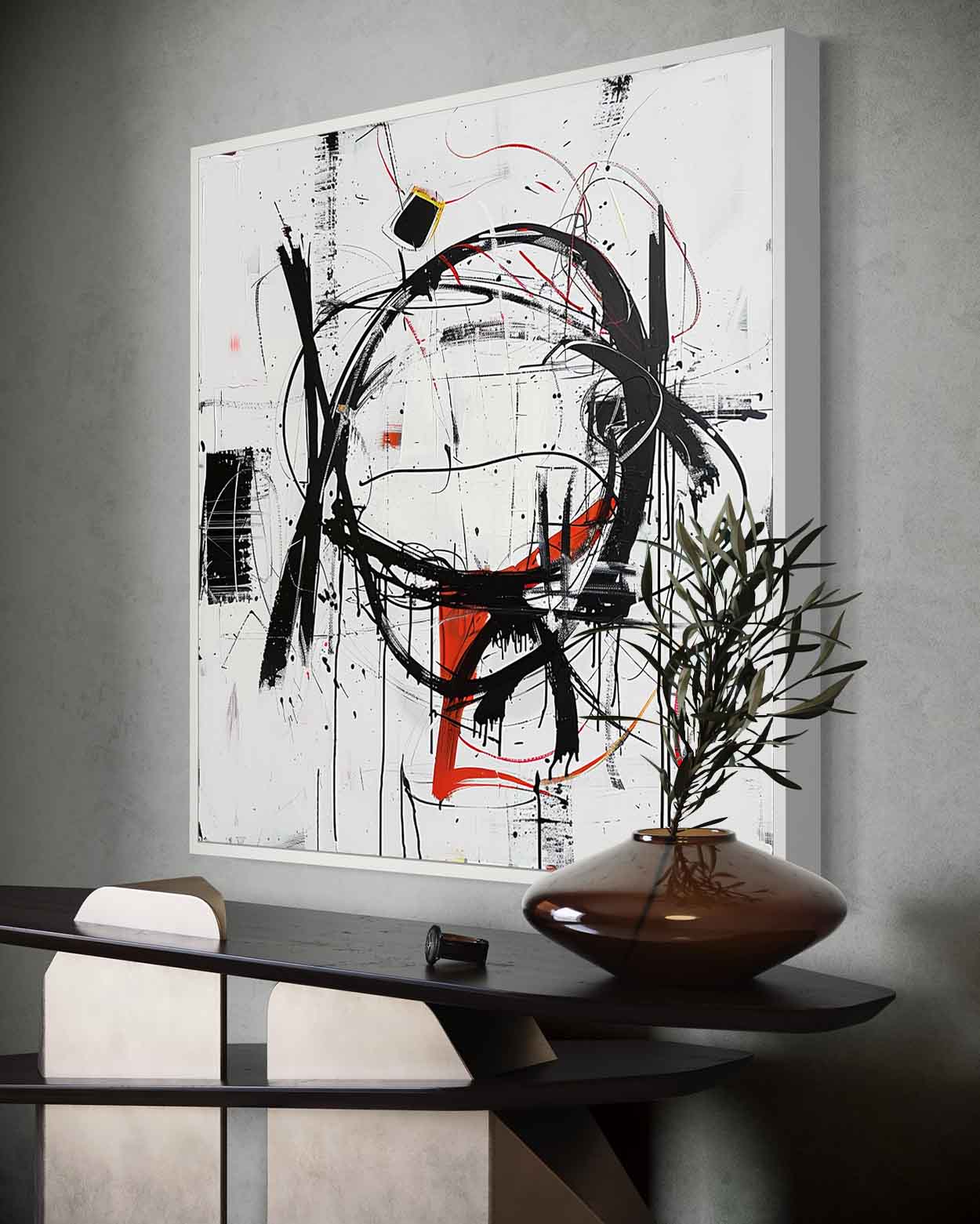 Black Line Abstract Art Graffiti Canvas for Sale Modern Street Graffiti Abstract Wall Art