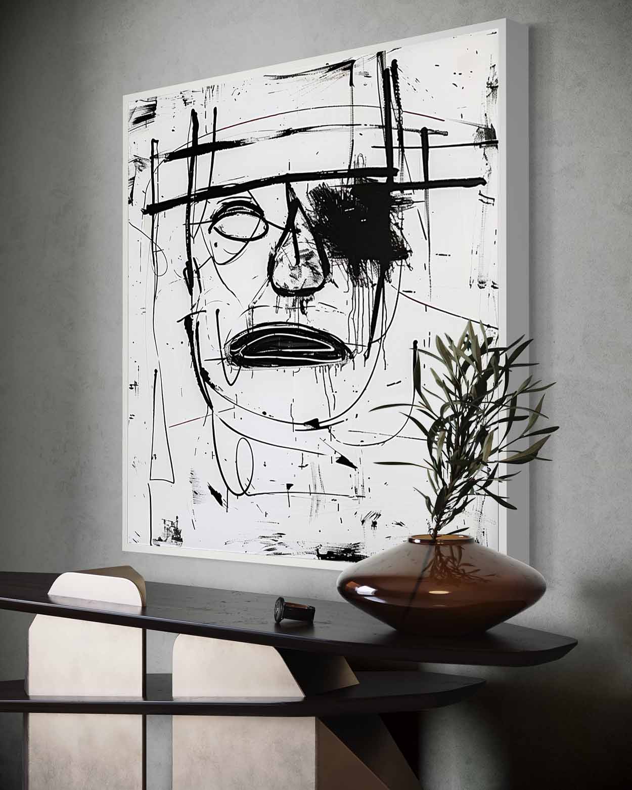 Modern Abstract Expressionist Art Canvas for Sale Black Contemporary Minimalist Abstract Wall Art