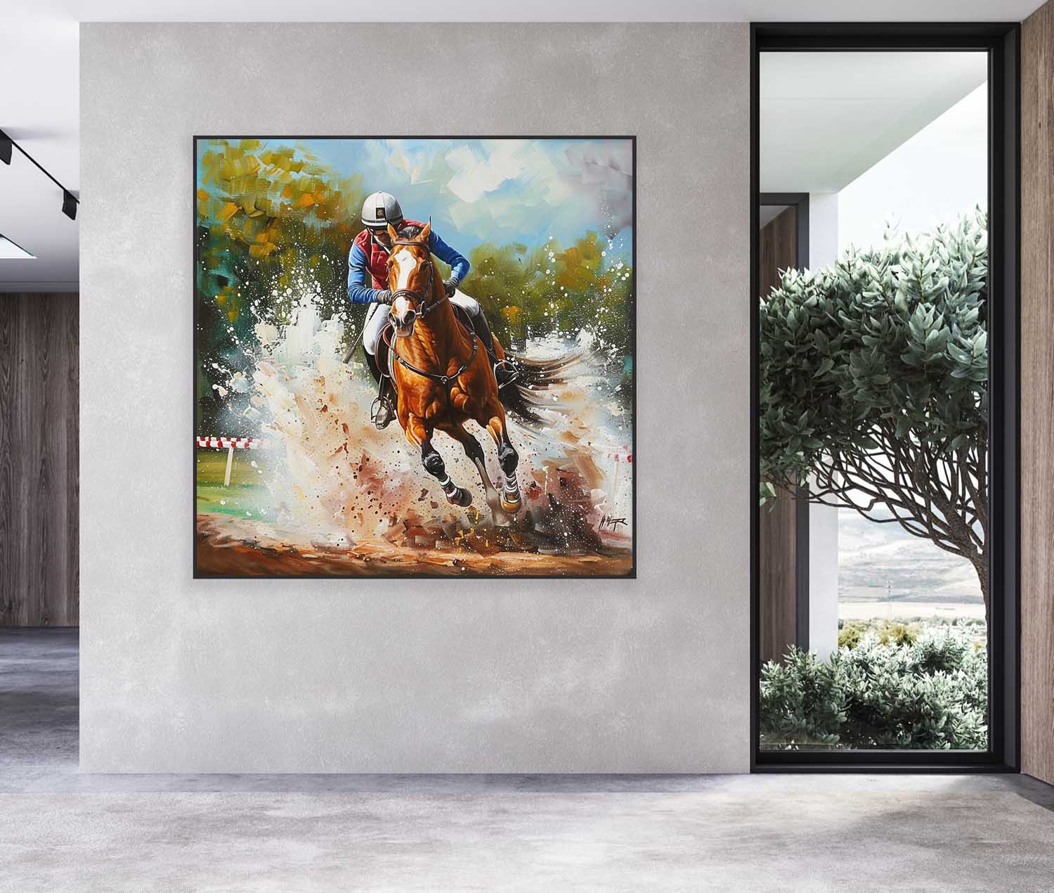 Horse Racing Oil Painting Horse Racing Canvas Wall Art Decor Equestrian Wall Paintings For Sale