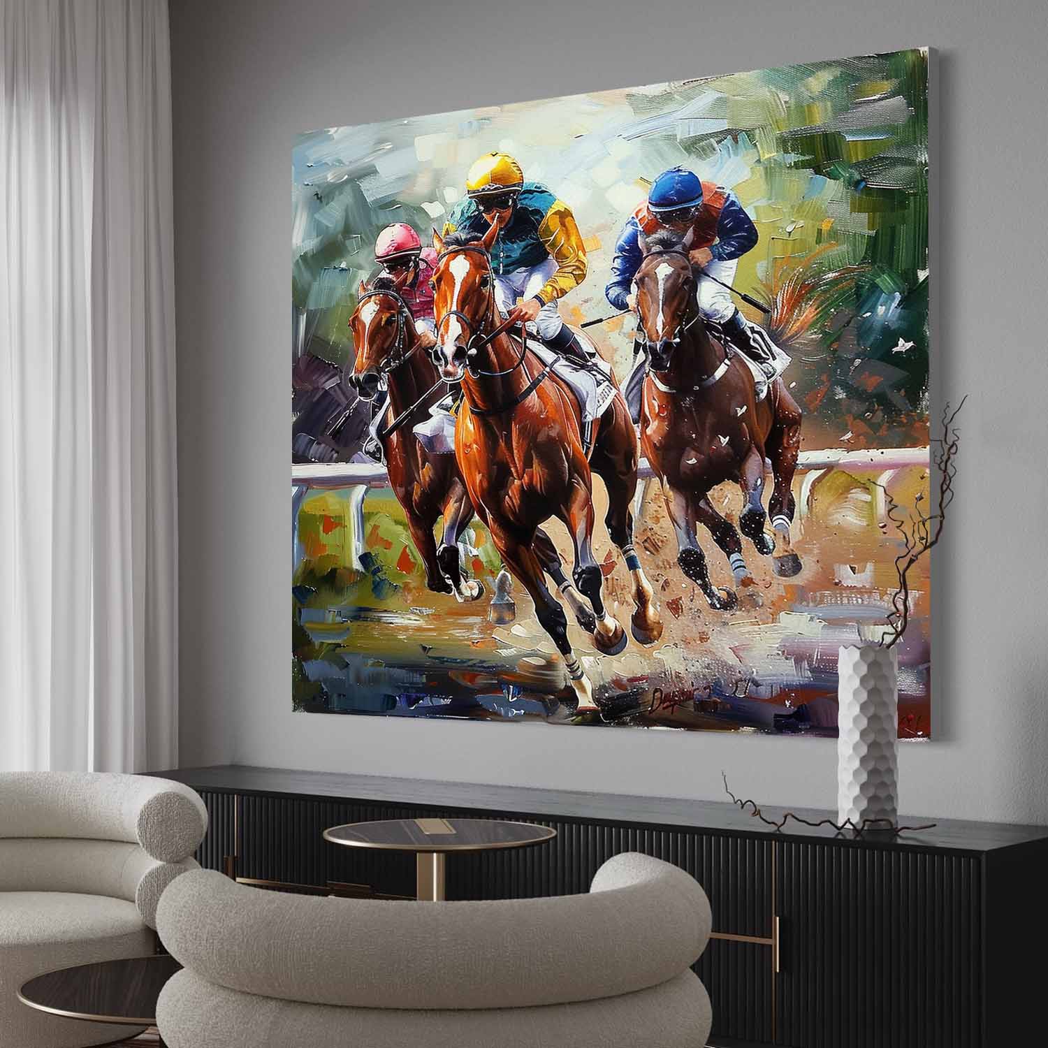 Horse Racing Canvas Wall Painting Decor Horse Racing Canvas Art For Sale Horse Racing Wall Art