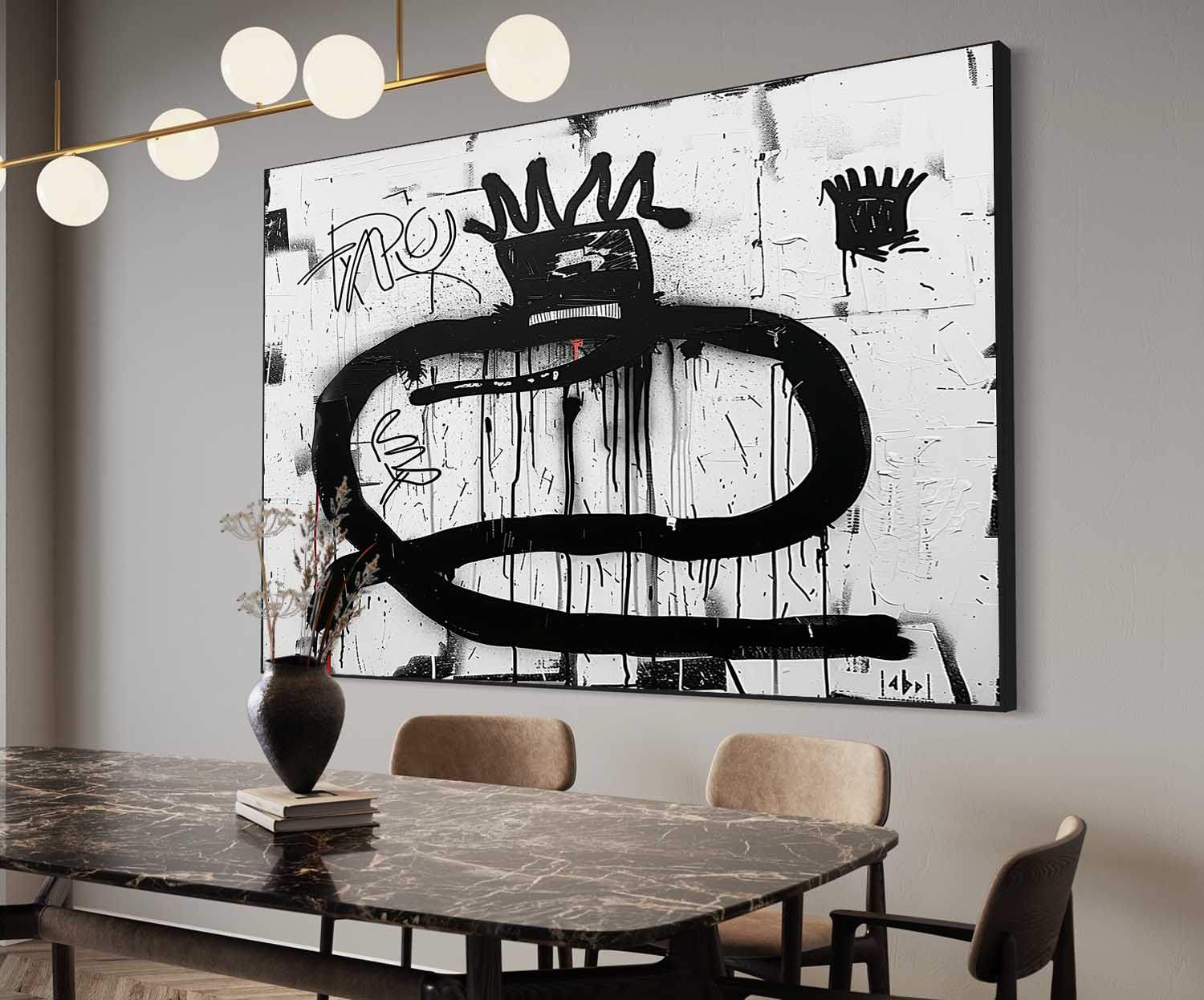 Large Abstract Crown Graffiti Canvas Art Basquiat Crown Modern Abstract Graffiti Wall Decor