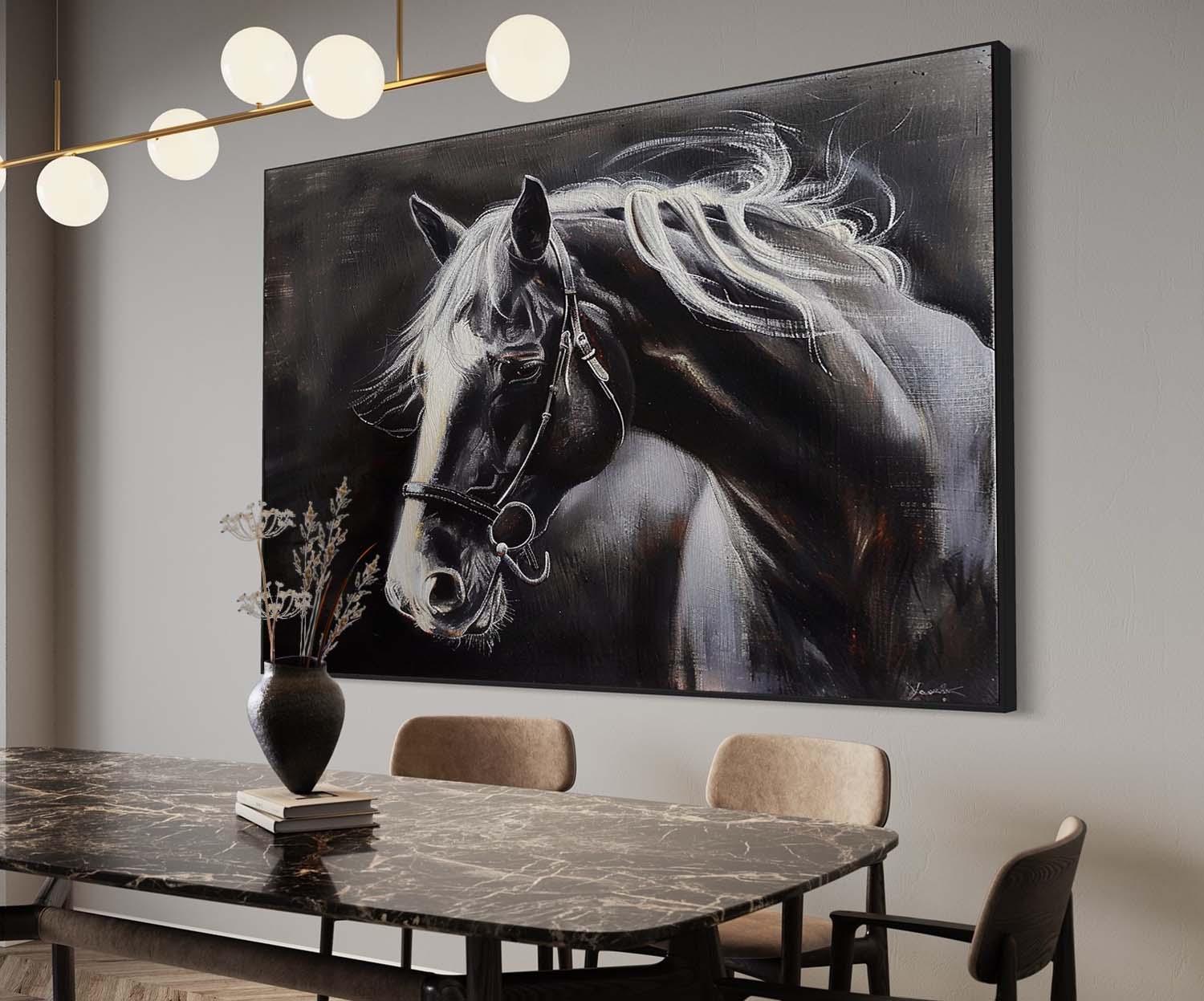 Black Horse Canvas Art for Sale Black Horse Canvas Wall Art Decoration Black Horse Wall Hanging Picture