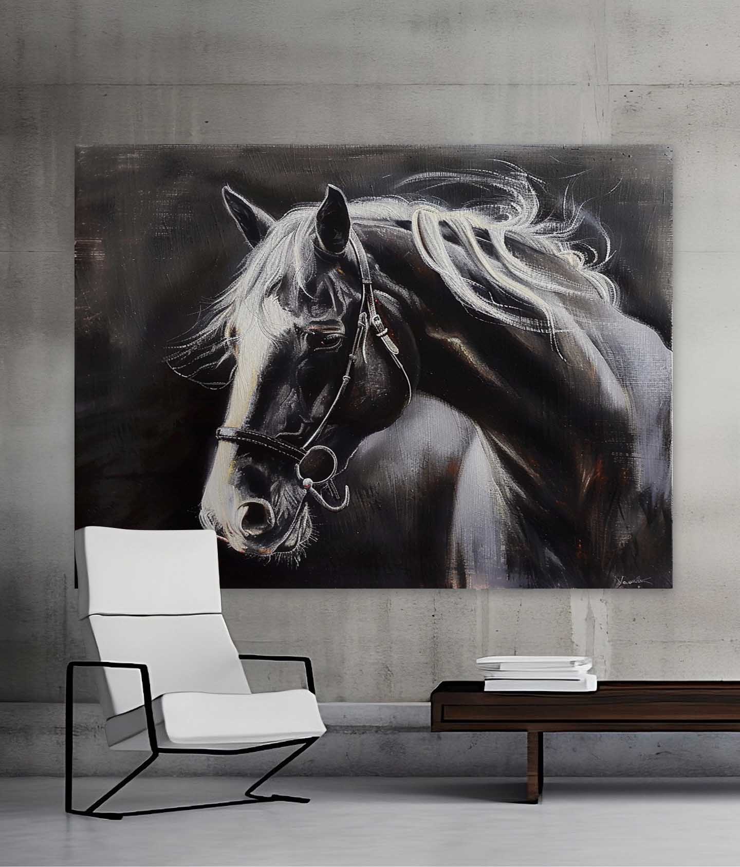 Black Horse Canvas Art for Sale Black Horse Canvas Wall Art Decoration Black Horse Wall Hanging Picture