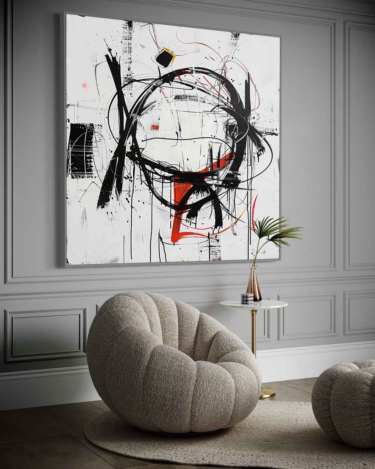 Black Line Abstract Art Graffiti Canvas for Sale Modern Street Graffiti Abstract Wall Art