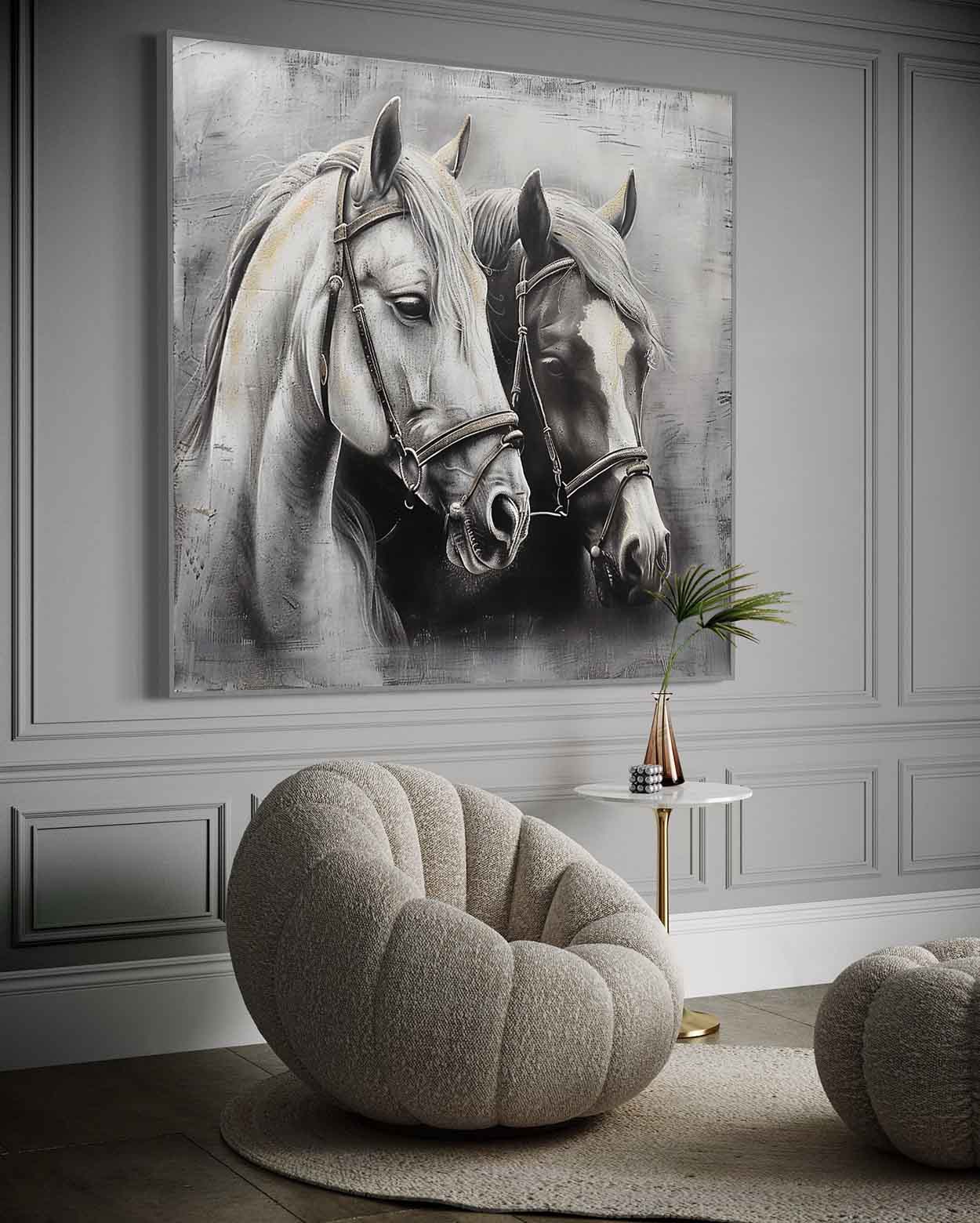 Gray Horse Portrait Canvas Wall Art Decor 2 Horse Portrait Oil Painting Horse Wall Hanging Painting for Sale