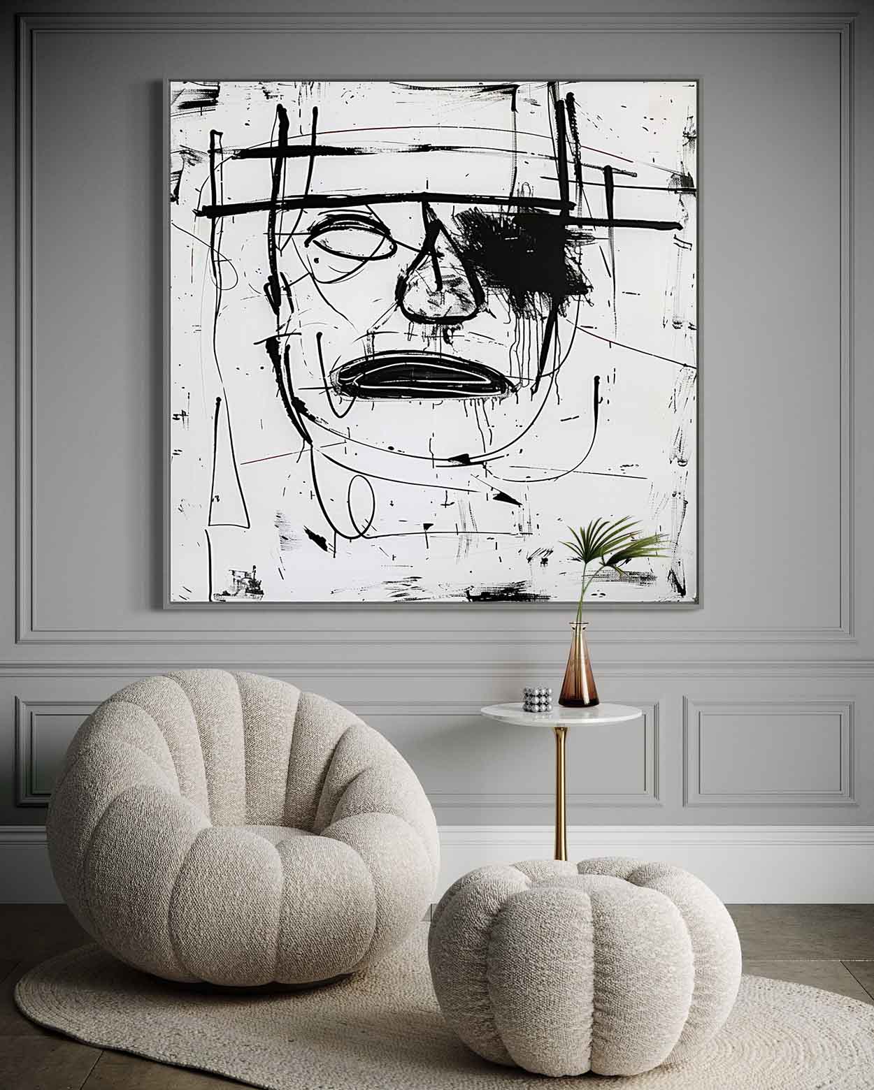 Modern Abstract Expressionist Art Canvas for Sale Black Contemporary Minimalist Abstract Wall Art