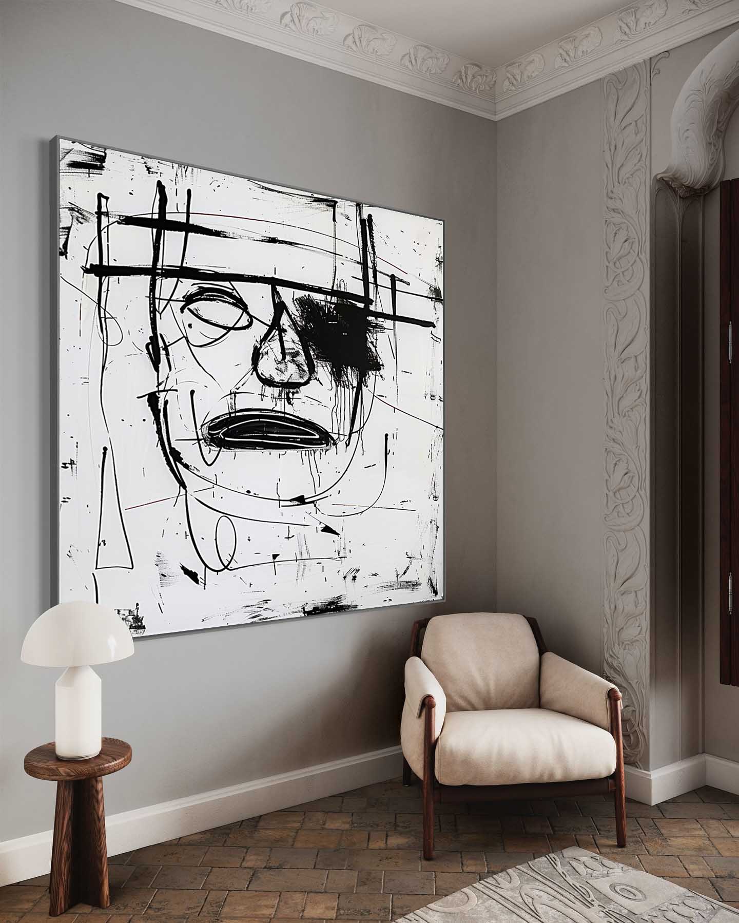 Modern Abstract Expressionist Art Canvas for Sale Black Contemporary Minimalist Abstract Wall Art