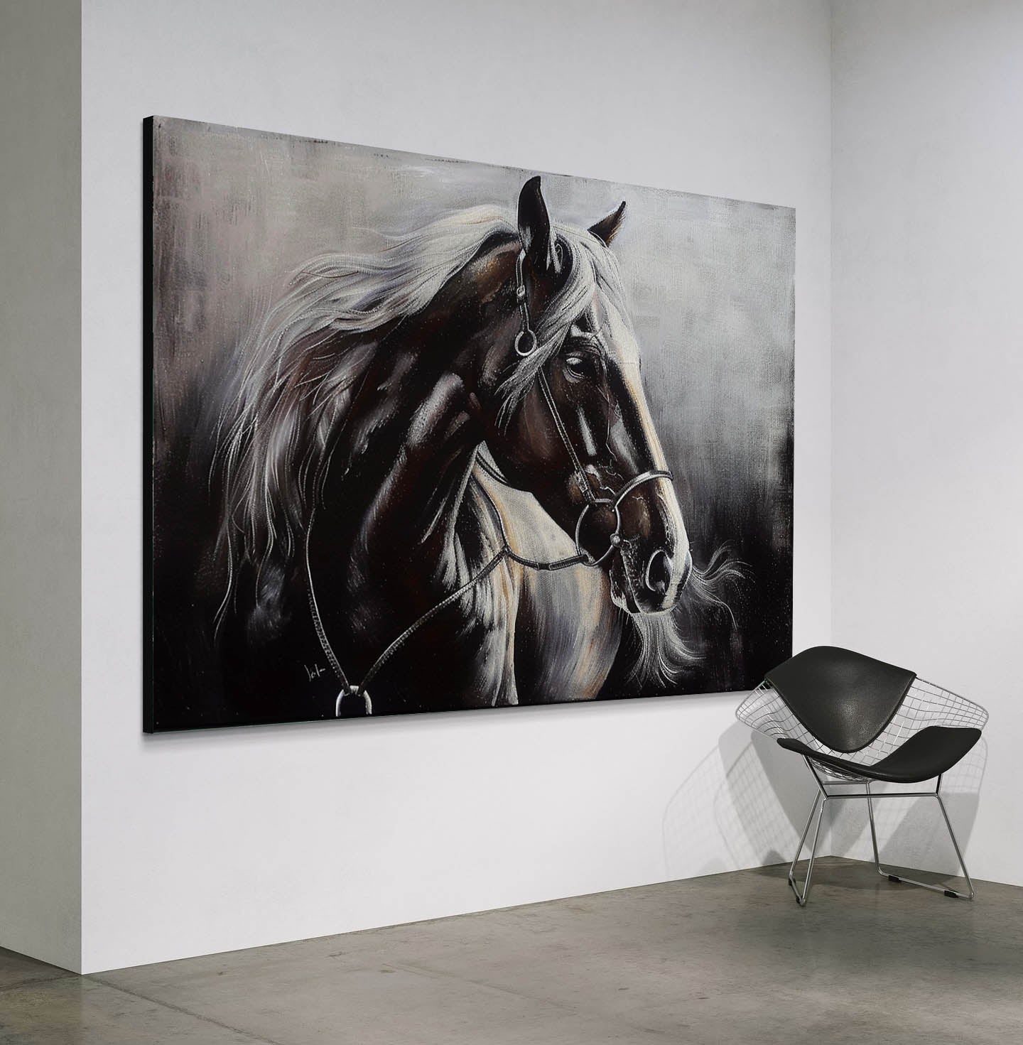 Black Horse Canvas Wall Art Decor Black Horse Canvas Art for Sale Black Horse Wall Hanging Painting