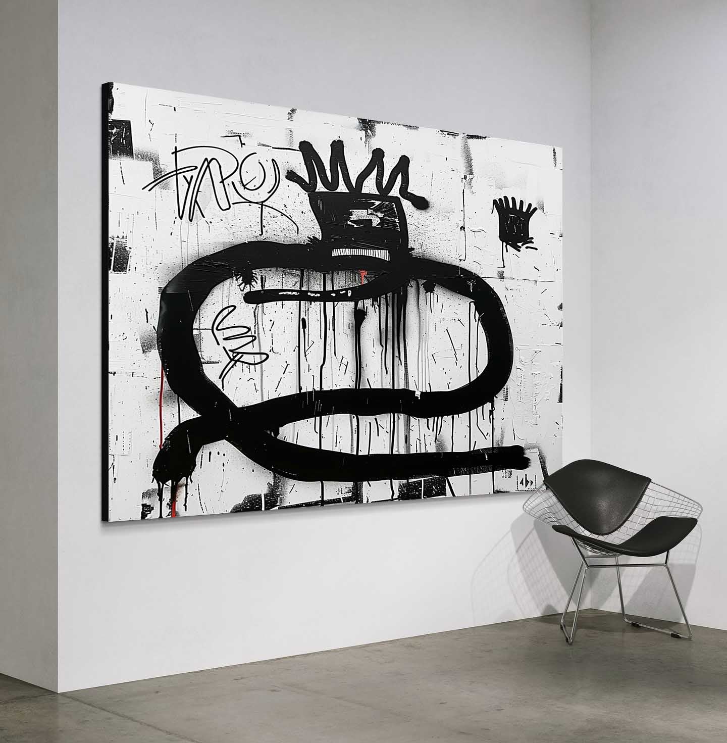 Large Abstract Crown Graffiti Canvas Art Basquiat Crown Modern Abstract Graffiti Wall Decor