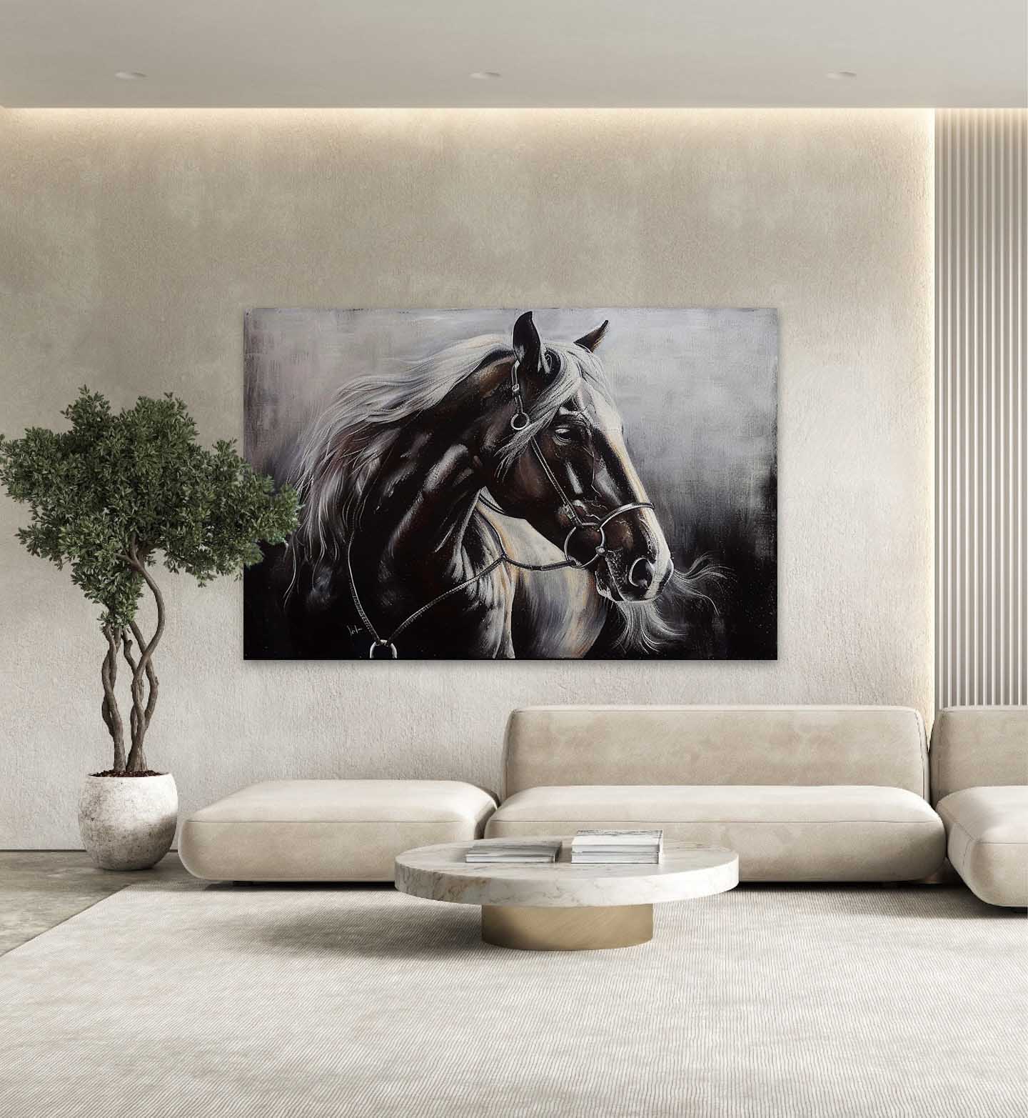 Black Horse Canvas Wall Art Decor Black Horse Canvas Art for Sale Black Horse Wall Hanging Painting