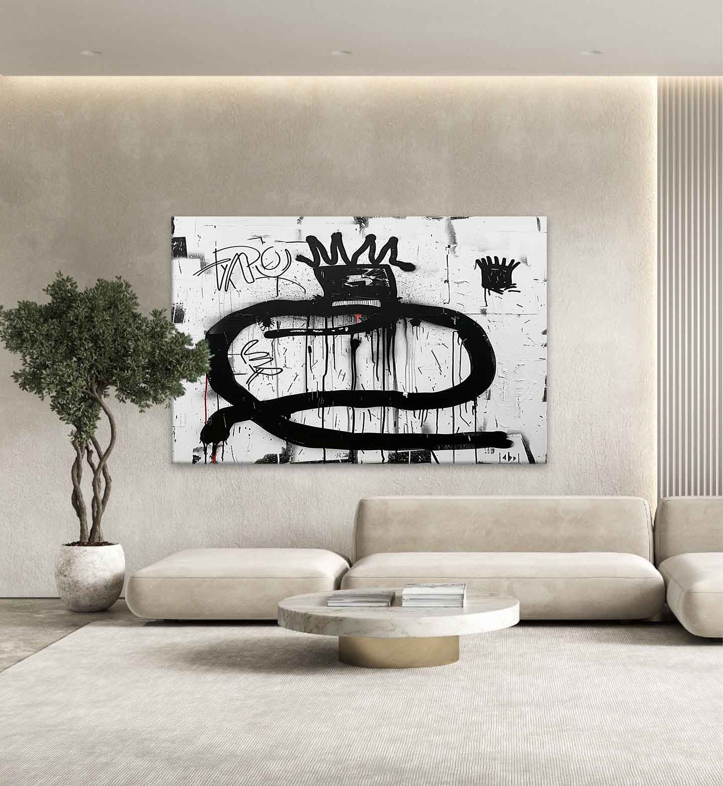 Large Abstract Crown Graffiti Canvas Art Basquiat Crown Modern Abstract Graffiti Wall Decor