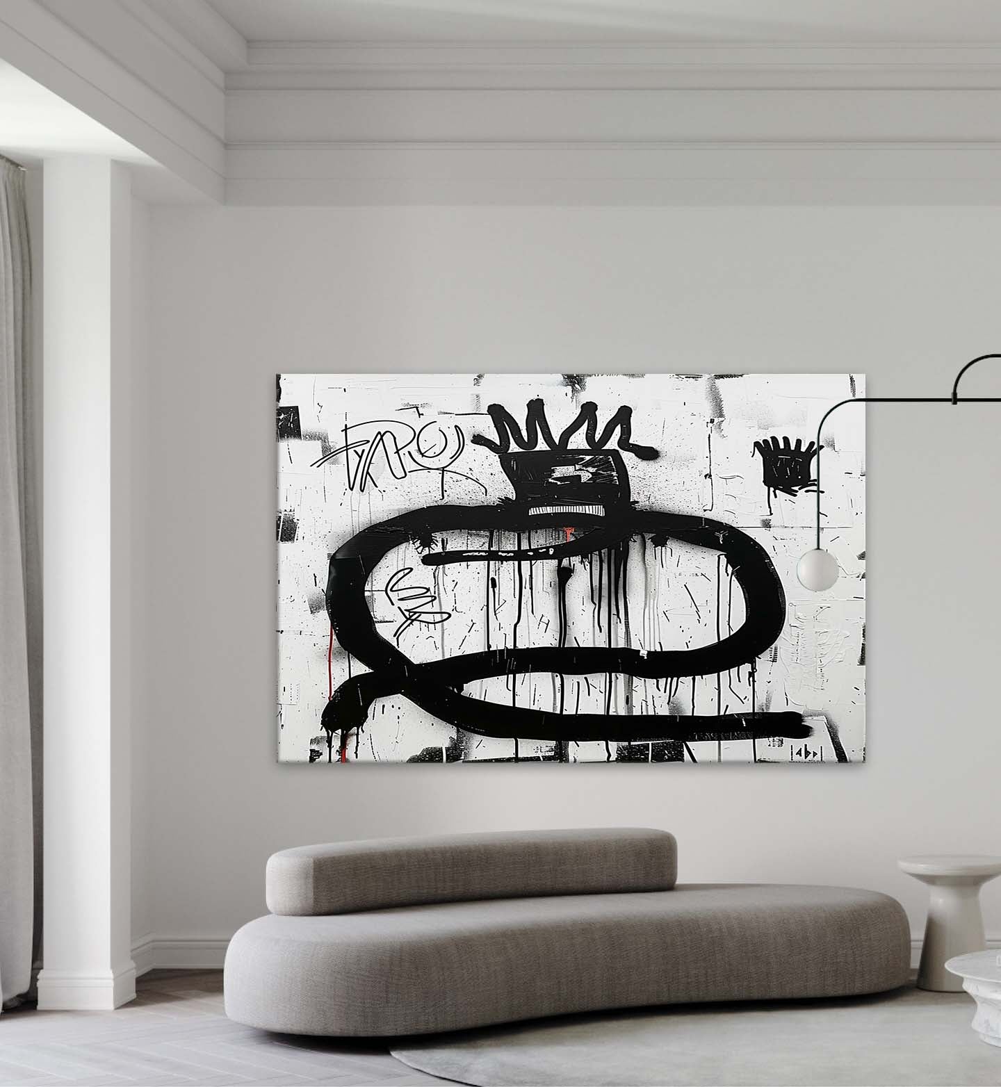 Large Abstract Crown Graffiti Canvas Art Basquiat Crown Modern Abstract Graffiti Wall Decor