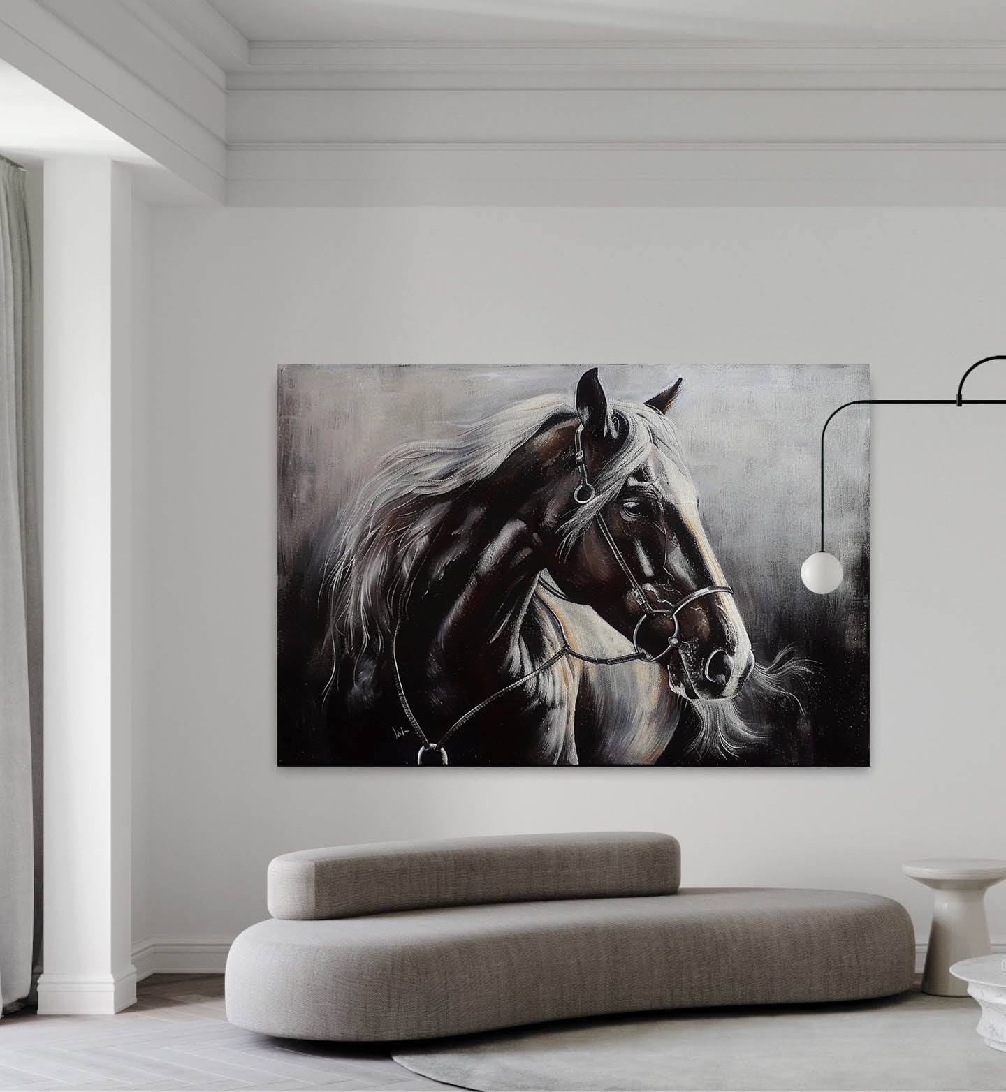 Black Horse Canvas Wall Art Decor Black Horse Canvas Art for Sale Black Horse Wall Hanging Painting