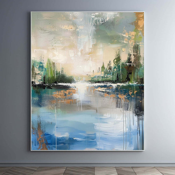 Lakeside Sunset Abstract Landscape Art for Sale Lakeside Sunset Abstract Landscape Canvas Wall Painting